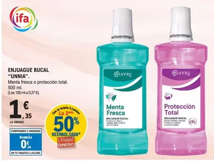 Oferta de Unnia - Enjuague Bucal por 1,35€ en E.Leclerc