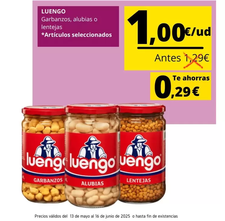 Oferta de Luengo - Garbanzos por 1€ en Supermercados Tu Alteza