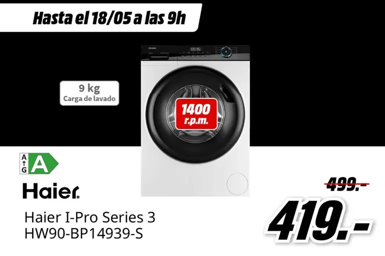 Oferta de Haier -  I-pro Series 3 HW90-BP14939-S por 419€ en MediaMarkt