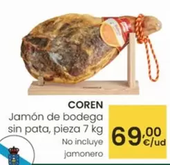 Oferta de Coren - Jamón De Bodega Sin Pata por 69€ en Eroski