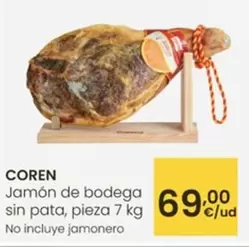 Oferta de Coren - Jamón De Bodega Sin Pata por 69€ en Eroski