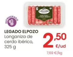 Oferta de Legado ElPozo - Longaniza De Cerdo Iberico por 2,5€ en Eroski