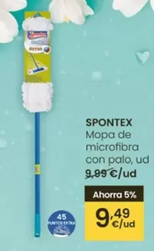 Oferta de Spontex - Mopa De Microfibra Con Palo por 9,49€ en Eroski