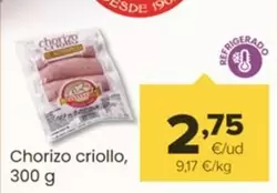 Oferta de Chorizo Criollo por 2,75€ en Autoservicios Familia