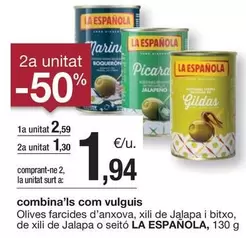 Oferta de La Española - Olives Farcides D'anxova, Xili De Jalapa I Bitxo, De Xili De Jalapa O Seito por 2,59€ en BonpreuEsclat