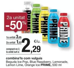 Oferta de Purina - Beguda Ice Pop, Blue Raspberry, Lemonade, Lemon Lime, Orange Ice Ice Prime por 3,05€ en BonpreuEsclat