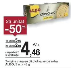 Oferta de Albo - Tonyina Clara En Oli D'oliva Verge Extra por 5,95€ en BonpreuEsclat