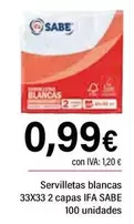 Oferta de Ifa sabe - Sabe Servilletas Blancas por 0,99€ en Cash Ifa