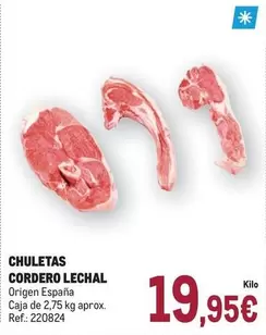 Oferta de Origen - Chuletas Cordero Lechal por 19,95€ en Makro