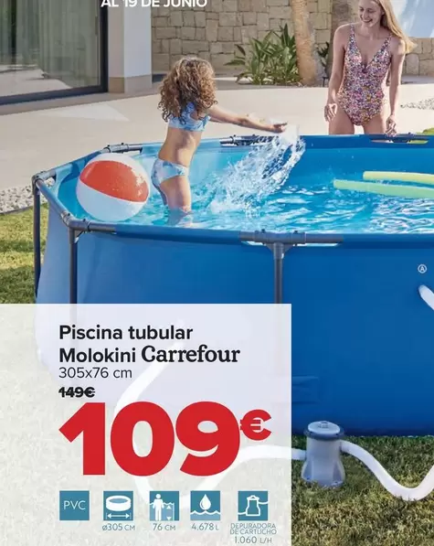 Oferta de Piscina Tubular Molokini Carrefour por 109€ en Carrefour