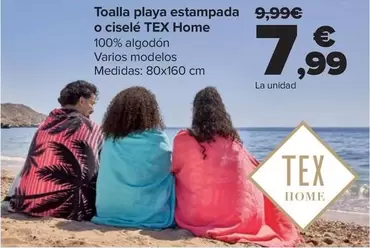 Oferta de Tex Home - Toalla Playa Estampada O Ciselé por 7,99€ en Carrefour
