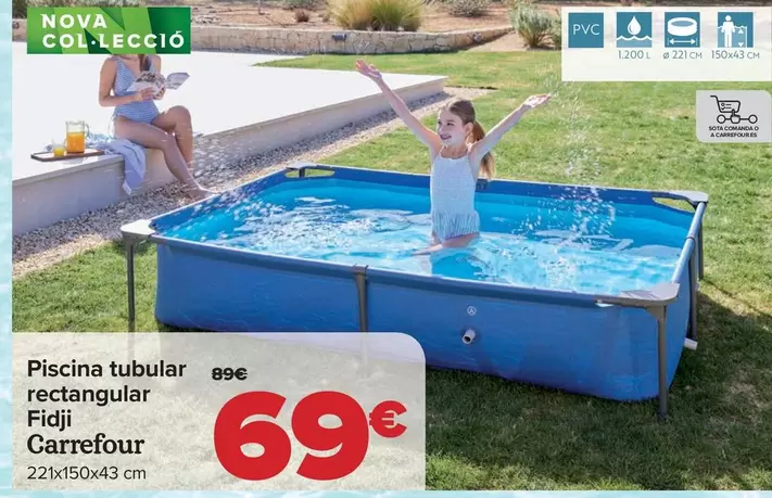 Oferta de Piscina Tubular Rectangular Fidji Carrefour  por 69€ en Carrefour