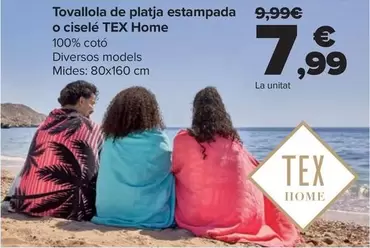 Oferta de Tex Home - Toalla Playa Estampada O Ciselé por 7,99€ en Carrefour