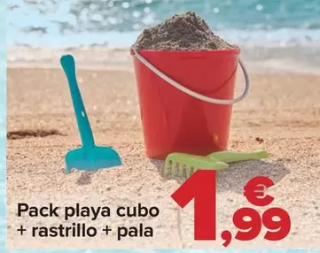 Oferta de Pack Playa Cubo  + Rastrillo + Pala por 1,99€ en Carrefour