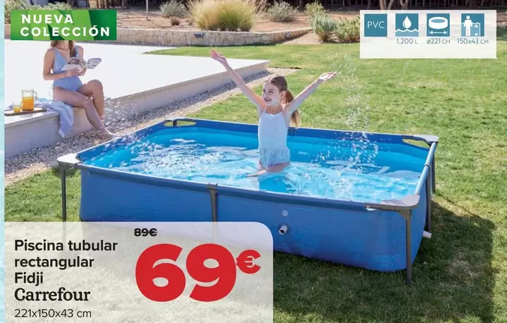 Oferta de Carrefour - Piscina Tubular Rectangular Fidji  por 69€ en Carrefour