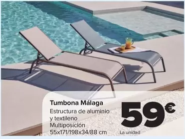 Oferta de Tumbona Málaga por 59€ en Carrefour