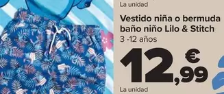 Oferta de Vestido Niña O Bermuda Baño Niño Lilo & Stitch por 12,99€ en Carrefour