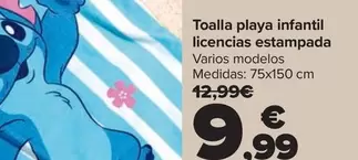 Oferta de Toalla Playa Infantil Licencias Estampada por 9,99€ en Carrefour