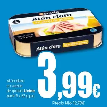 Oferta de Unide - Atun Claro En Aceite De Girasol por 3,99€ en Unide Supermercados