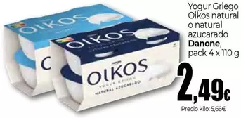 Oferta de Danone - Yogur Griego Oikos Natural O Natural Azucarado por 2,49€ en Unide Supermercados