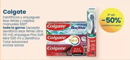 Oferta de Colgate - Dentífricos Y Enjuagues Max White Y Cepillos Maquilla en Clarel