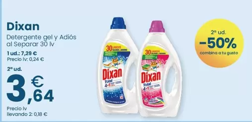 Oferta de Dixan - Detergente Gel Y Adios Di Separar por 3,64€ en Clarel