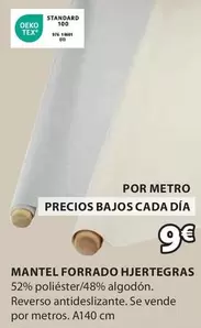 Oferta de TEX - Mantel Forrado Hjertegras por 9€ en JYSK