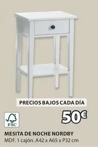 Oferta de Mesita De Noche Nordby por 50€ en JYSK