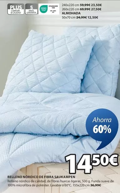 Oferta de Plus - Relleno Nordico De Fibra por 14,5€ en JYSK