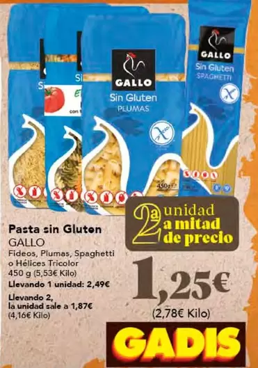 Oferta de Gallo - Pasta Sin Gluten por 1,25€ en Gadis