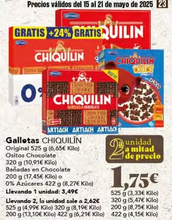 Oferta de Chiquilín - Galletas por 3,49€ en Gadis