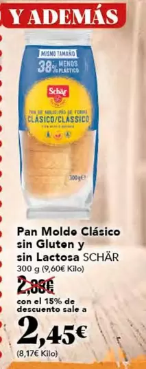 Oferta de Schär - Pan Molde Clasico Sin Gluten Y Sin Lactosa por 2,45€ en Gadis