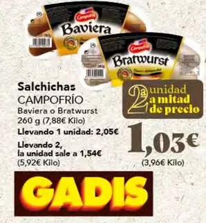 Oferta de Campofrío - Salchichas por 2,05€ en Gadis