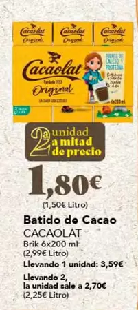 Oferta de Cacaolat - Batido De Cacao por 1,8€ en Gadis