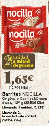 Oferta de Nocilla - Barritas por 1,65€ en Gadis
