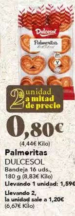 Oferta de Dulcesol - Palmeritas por 0,8€ en Gadis