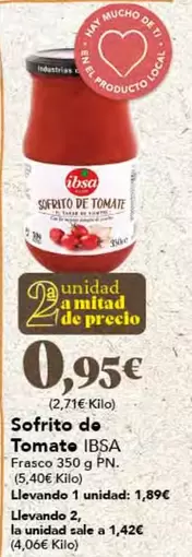 Oferta de Ibsa - Sofrito De Tomate por 1,89€ en Gadis