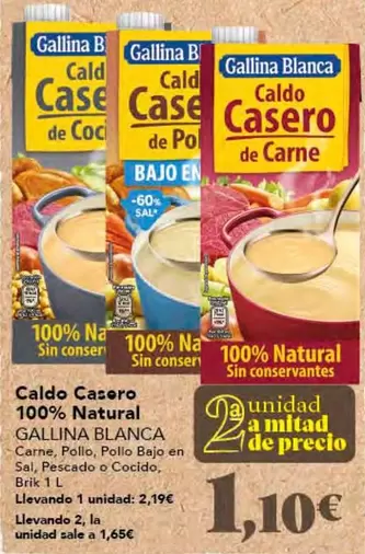Oferta de Gallina Blanca - Caldo Casero 100% Natural por 1,1€ en Gadis