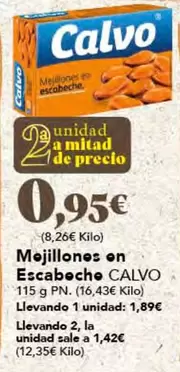 Oferta de Calvo - Mejillones On Escabeche por 1,89€ en Gadis