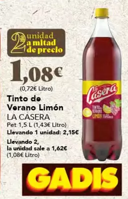 Oferta de La Casera - Tinto De Verano Limon por 1,08€ en Gadis