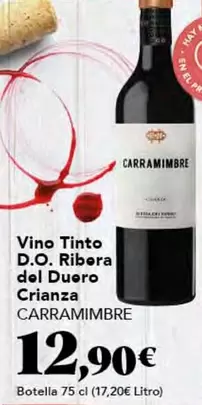 Oferta de Carramimbre - Vino Tinto D.o. Ribera Del Duero Crianza por 12,9€ en Gadis