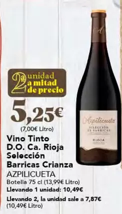 Oferta de Azpilicueta - Vino Tinto D.o. Ca. Rioja Selección Barricas Crianza por 5,25€ en Gadis
