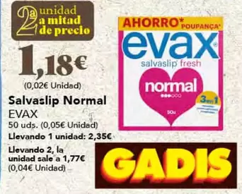 Oferta de Evax - Salvaslip Normal por 1,18€ en Gadis