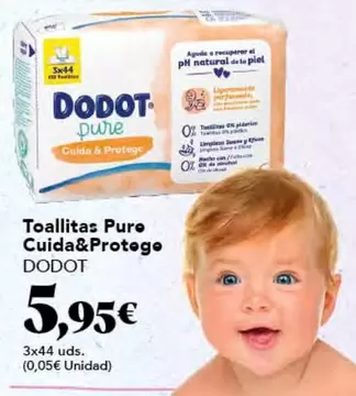 Oferta de Dodot - Toallitas Pure Cuida&Protege por 5,95€ en Gadis