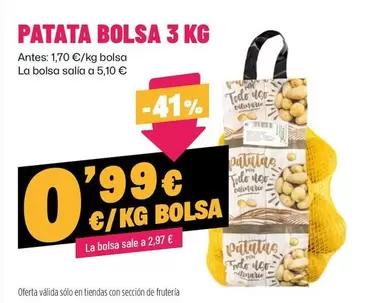 Oferta de Patata Bolsa 3 Kg por 0,99€ en Ahorramas