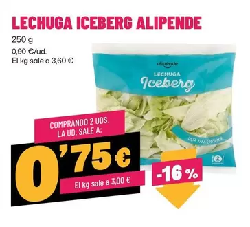 Oferta de Alipende - Lechuga Iceberg por 0,75€ en Ahorramas