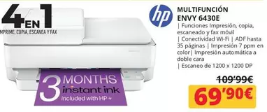 Oferta de HP - Multifuncion Envy 6430E por 69,9€ en Dynos Informática