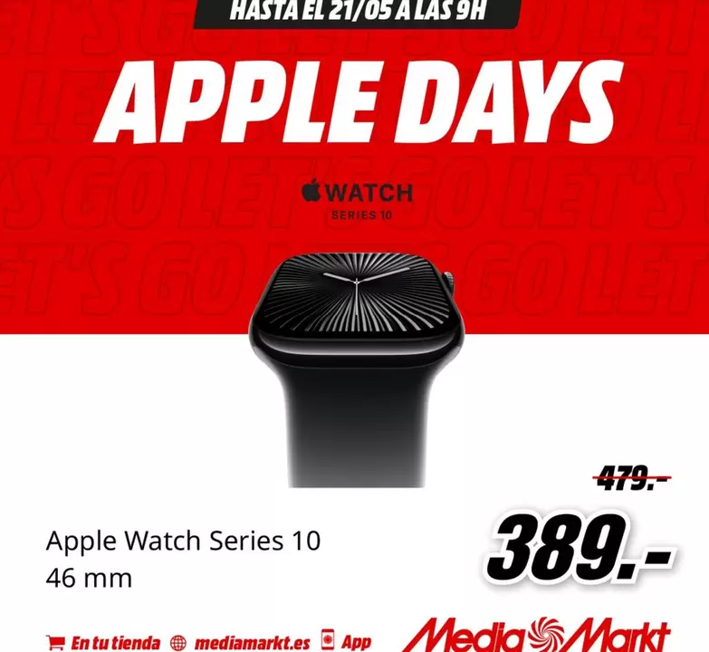 Oferta de Apple - Watch Series 10 46 mm por 389€ en MediaMarkt