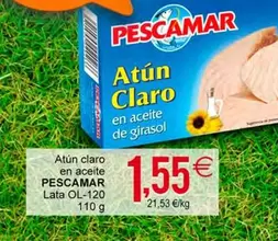 Oferta de Pescamar -  Atún Claro En Aceite De Girasol por 1,55€ en Plenus Supermercados