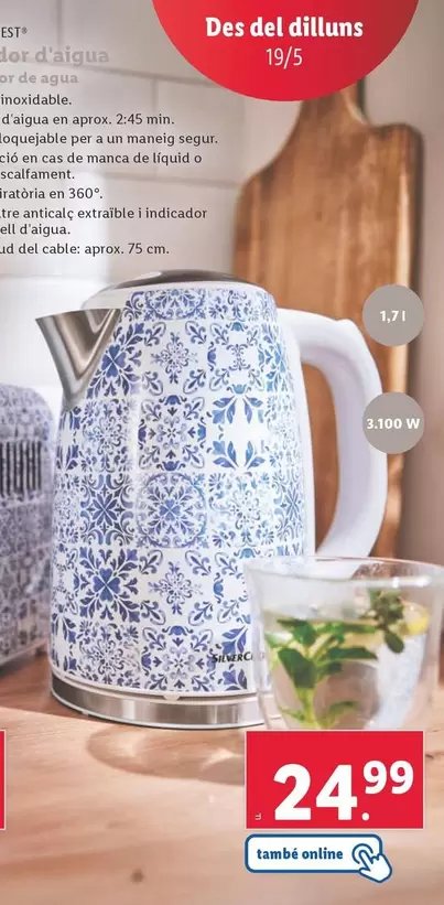 Oferta de SilverCrest - Hervidor De Agua por 24,99€ en Lidl